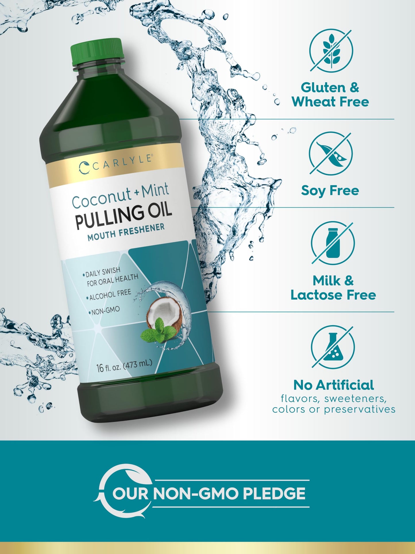 Carlyle Pulling Oil for Teeth & Gums | 16 Fl Oz (Pack of 2)