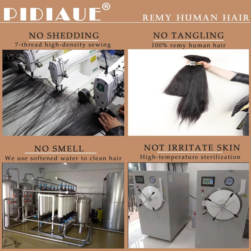 PIDIAUE Kinky Straight Bundles Single Human Hair Yaki Straight 12A Brazilian Remy Hair Weave 16 inch Real Unprocessed Virgin Hair 1 Bundles Extensions Natural Color