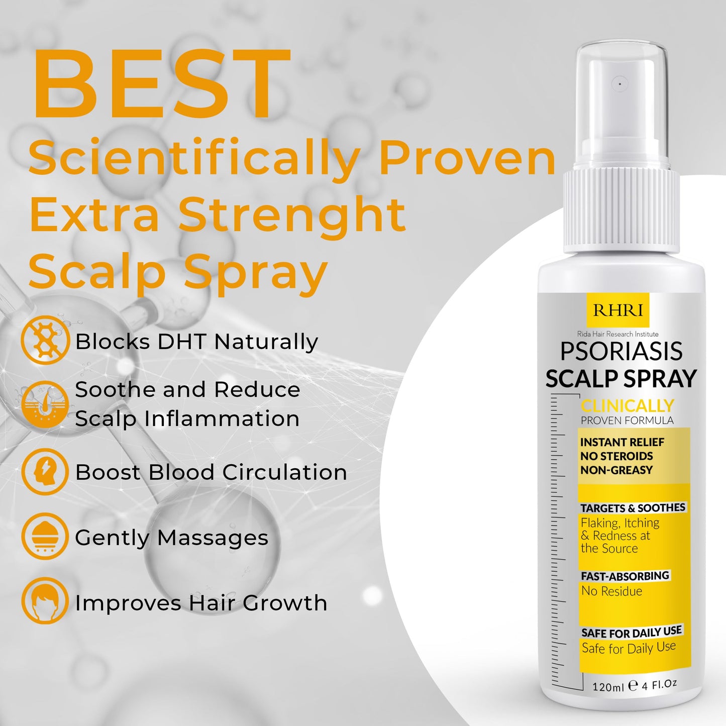 Psoriasis Scalp Spray | Psoriasis and Dandruff Treatment for Scalp Yeast Infections, Psoriasis Flare-Ups & Folliculitis | Antifungal Ringworm Itchy Scalp Spray for Dryness