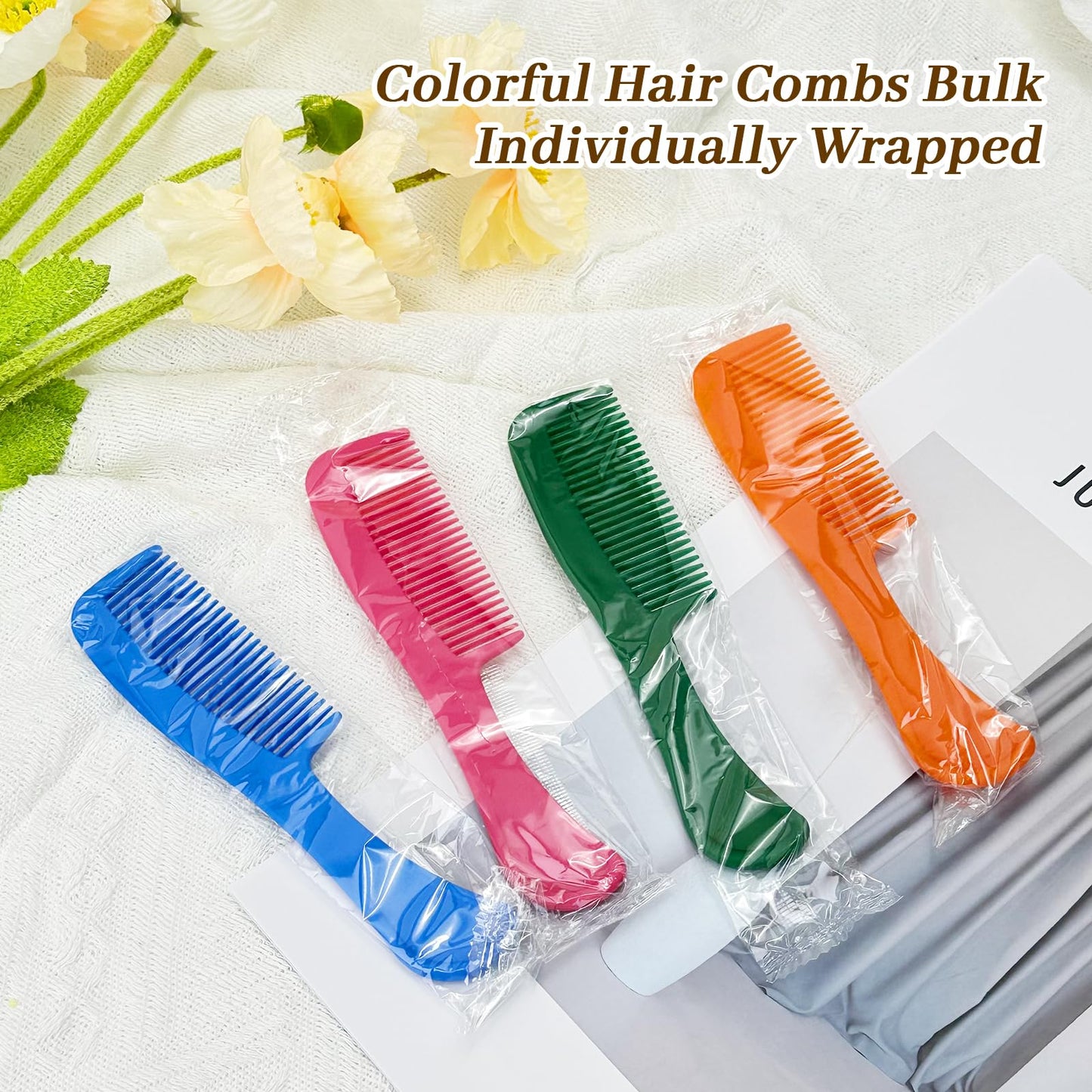 250 pcs Combs In Bulk Individually Wrapped, 4 color Pocket Hair Combs Set for Women, Men and Kids, Colorful Travel Comb Bulk for Airbnb Homeless Hotel Shelter Home Charity
