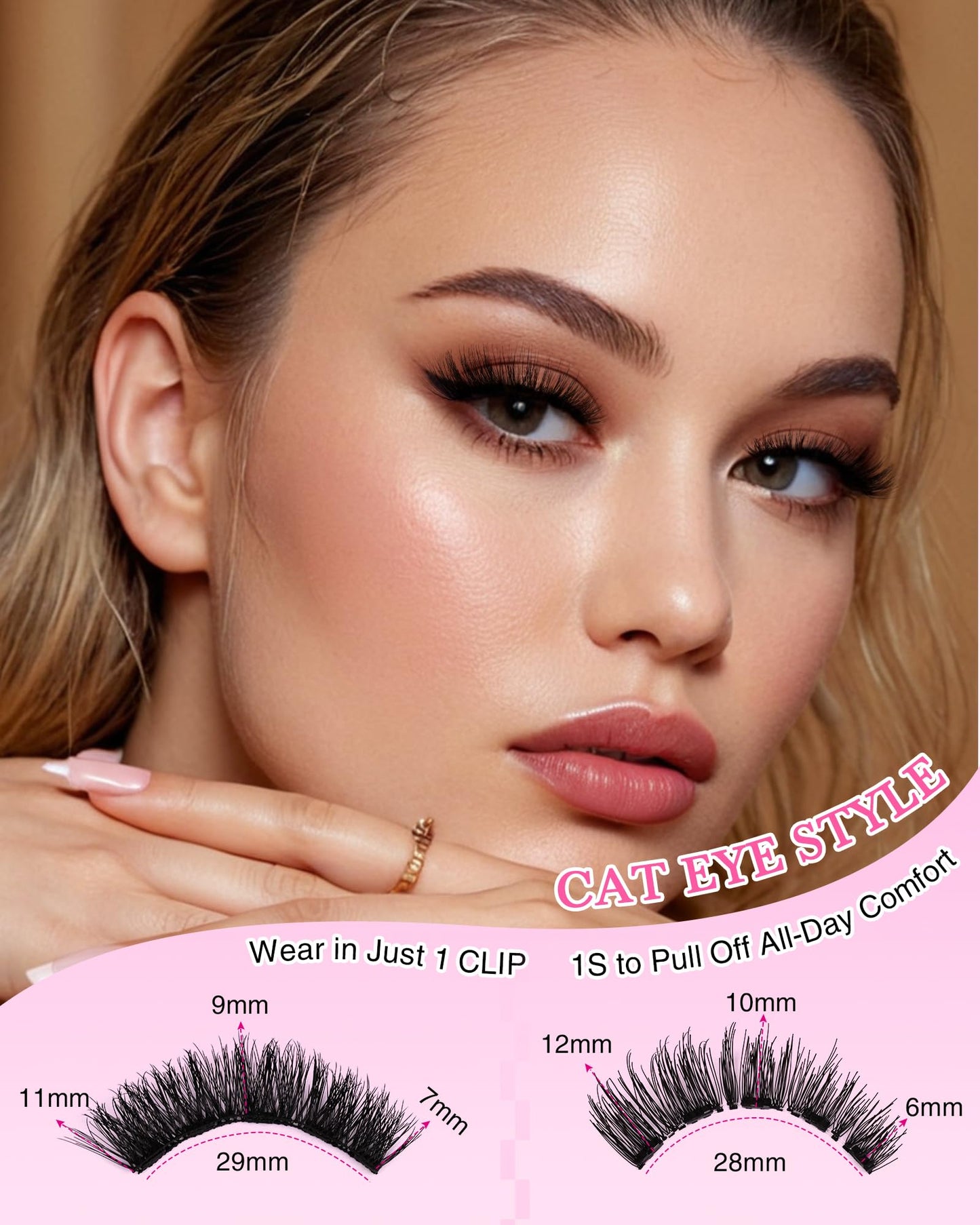 EMEDA Magnetic Eyelashes Natural Look No Glue Reusable Magnetic Lashes with Applicator, Faux Mink Lashes Lightweight & Comfortable for Women Sensitive Eyes Daily Makeup with Mirror Case (17)