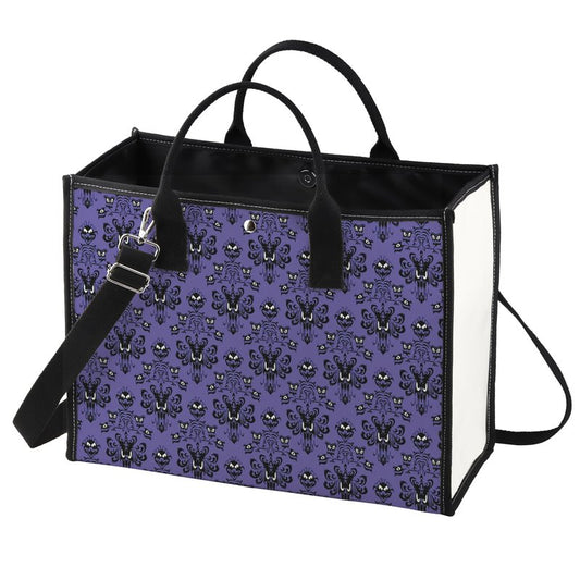 LEVLO Haunted Horror Makeup Bag - Spooky Purple Mansion Gift - Zipper Pouch Bag - Horror Ghost Merch
