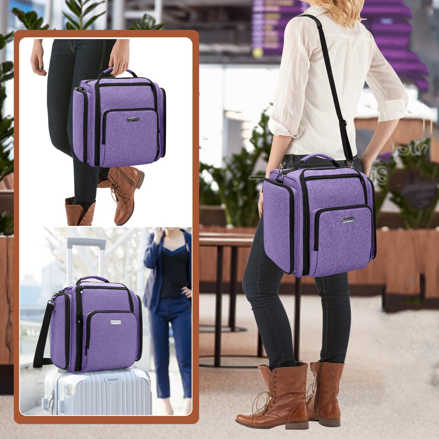 BAFASO Large Travel Toiletry Bag with 4 Removable Pouches, Purple