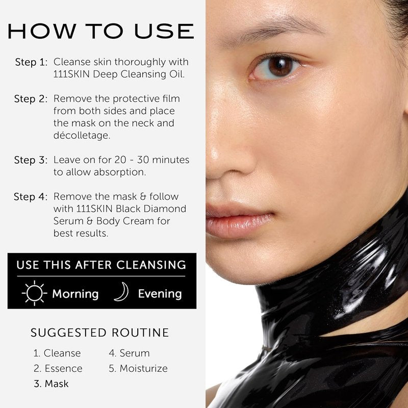 111SKIN Black Diamond Neck Mask - Hydrogel Firming Treatment for Fine Lines & Sagging Skin | 5 Sheets (1.45 fl oz Each)