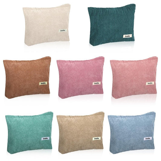mekueeex 8 Pcs Corduroy Makeup Bags 10 x 7 Inches Cosmetic Bag Large Velvet Travel Aesthetic Pouch Travel Makeup Organizer Toiletry Bag for Purse Accessories Cosmetics Pouch for Women, 8 Colors