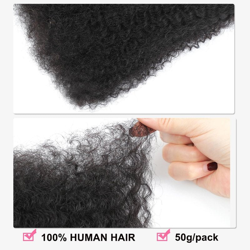Afro Kinky Curly Hair Bundles - 100% Real Human Hair for Mini Twists, Braids & Locs | 14 Inch, 50g, Natural Dreadlock Bulk
