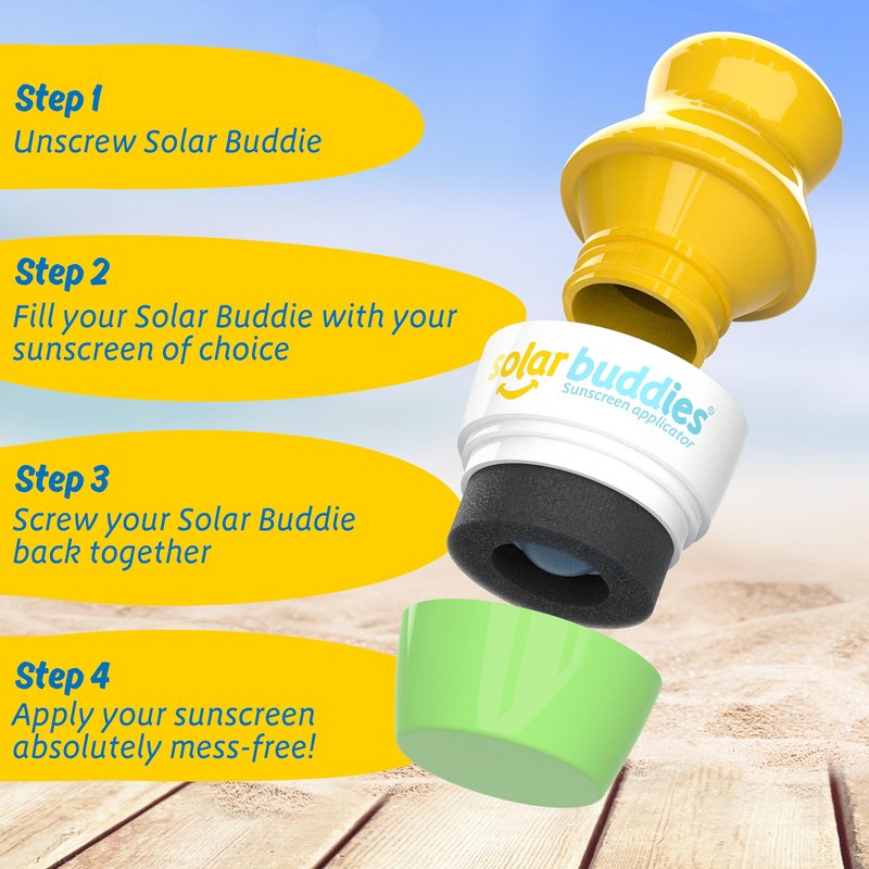 Solar Buddies Sunscreen Applicator - Single Green - Refillable Roll on Sponge Sunscreen, Suncream & Lotion Applicator For Kids, Adults & Families - Holds 3.4fl oz, Perfect Size for Travel