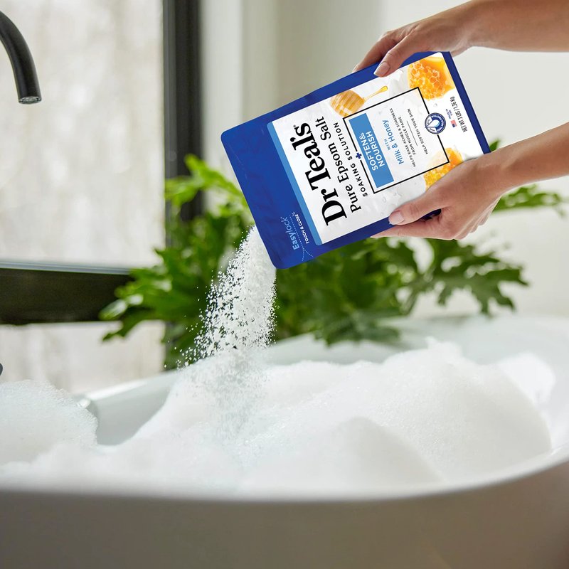 Dr Teal's Epsom Salt Soaking Solution, Soften & Nourish with Milk and Honey, 48 Oz (Packaging May Vary) (Pack of 2)