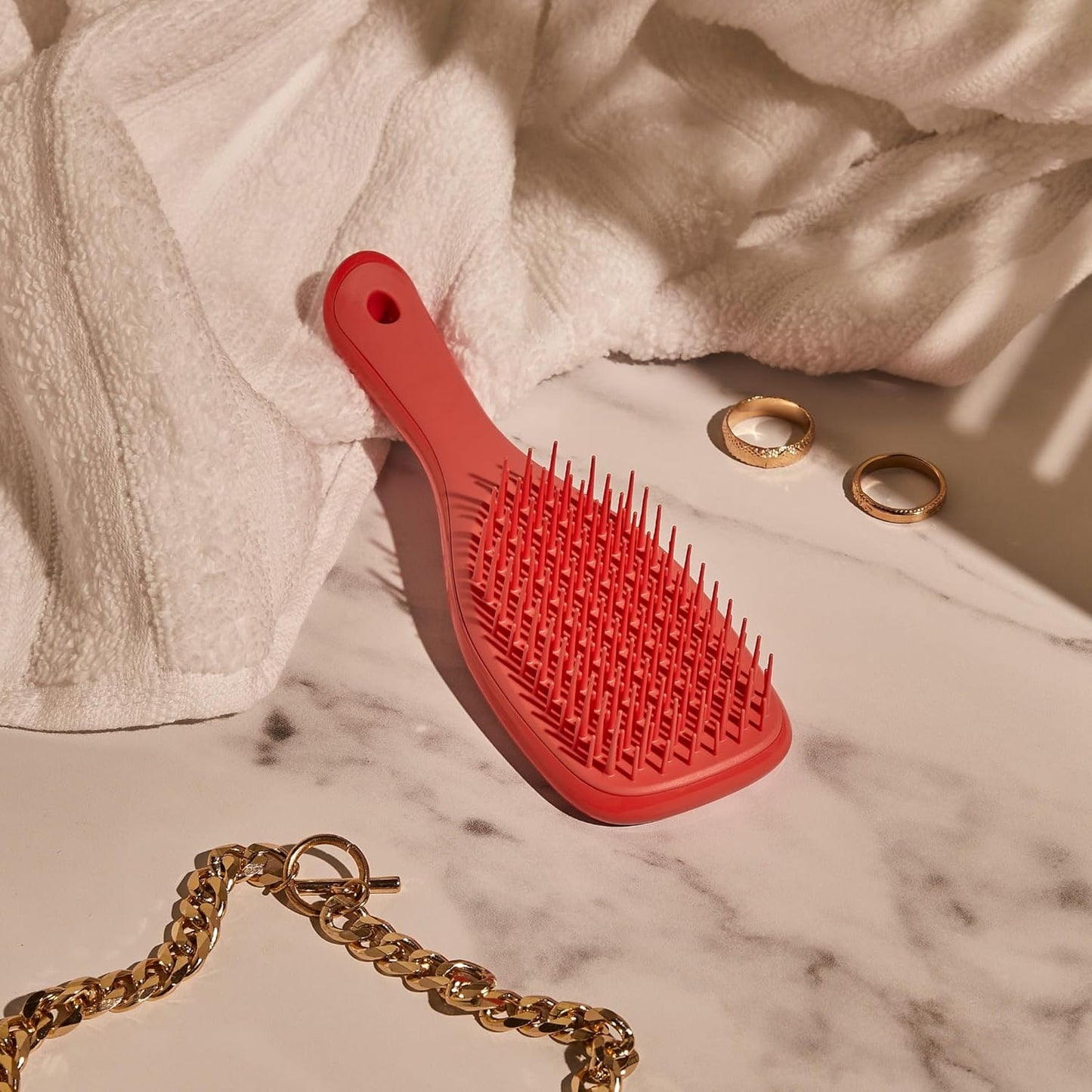 Tangle Teezer Ultimate Detangler Brush - Travel-Size Mini Hair Brush for Straight to Wavy Hair | Pink Punch