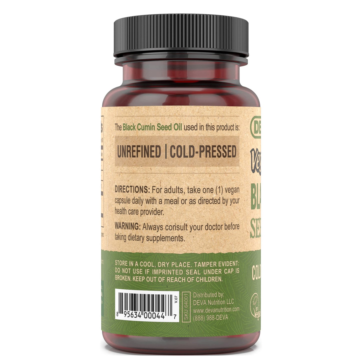 DEVA Vegan Nutrition Black Cumin Seed Oil, Cold-Pressed, Unrefined, 90 Vegan Capsules, 2-Pack