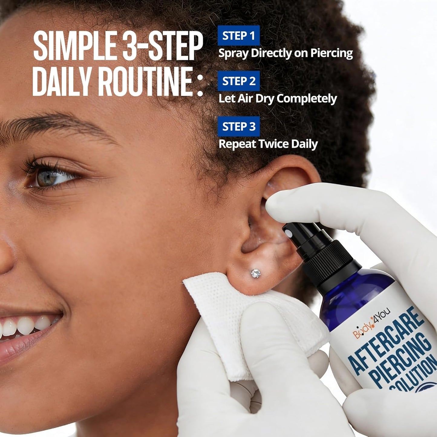 BodyJ4You Piercing Aftercare Spray - Sterile Saline Solution for Wound Care | Keloid Bump & Cartilage Treatment - 2 Fl Oz (Pack of 3)