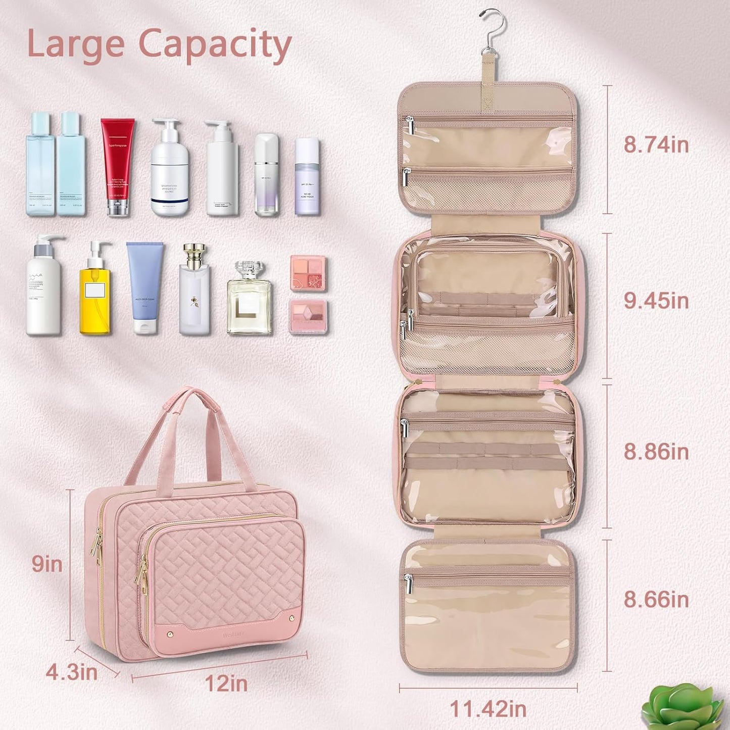 TSA Approved Toiletry Bag - Hanging Travel Organizer with Jewelry Compartment | Large Makeup Bag for Business & Camping