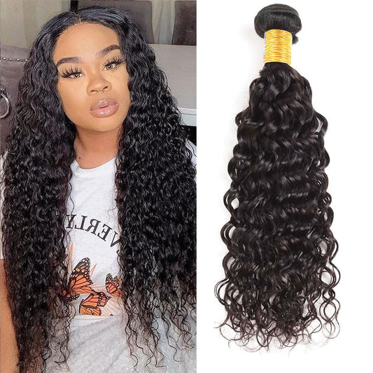 10A Brazilian Water Wave Human Hair Bundles, 100% Unprocessed Virgin Hair Extensions, 20 Inch Wet and Wavy Natural Color for Women, 1 Bundle