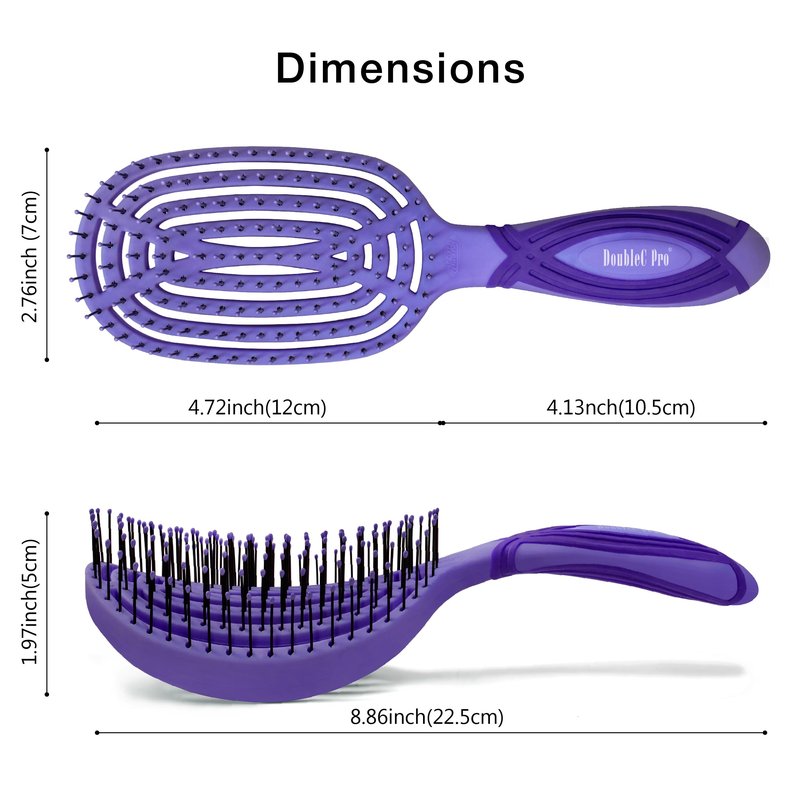 NuWay DoubleC Pro Professional Detangling Hair Brush – Patented Double Curve Scalp Care Brush for Gentle Detangling, Blow-Dry Styling & Wet or Dry Hair (Hyacinth)