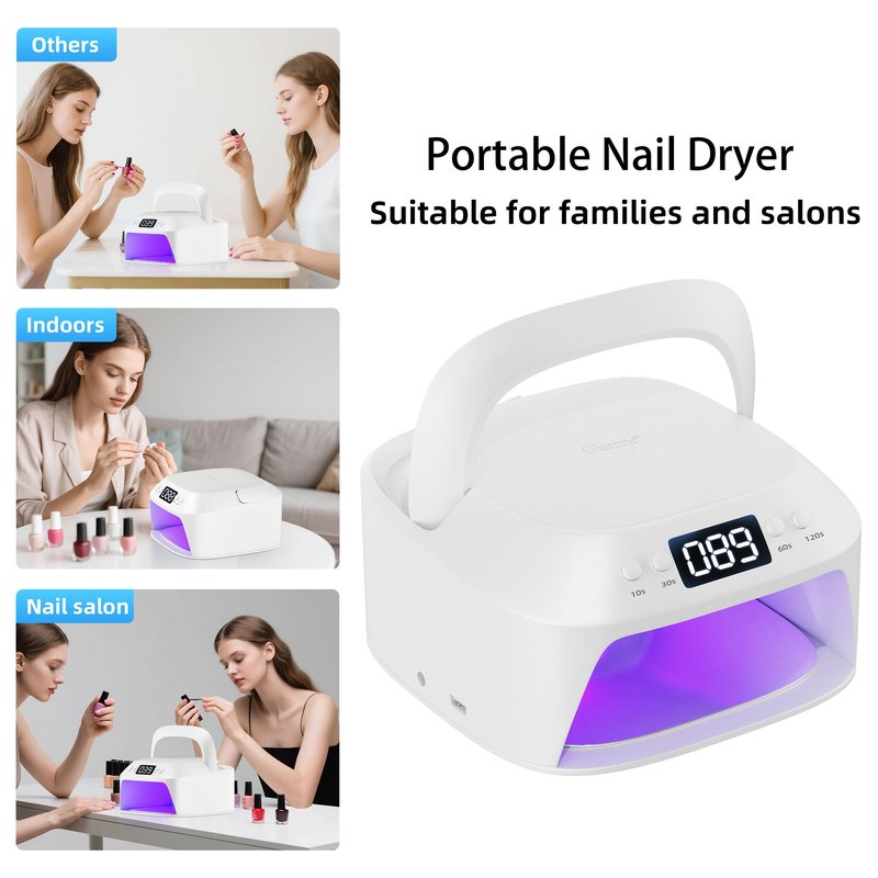 Glamne UV Gel Nail Lamp LED Nail Light Fast Dryer for Gel Polish Curing with Arm Rest Portable Handle 4 Timers Automatic Sensor Double Led Display