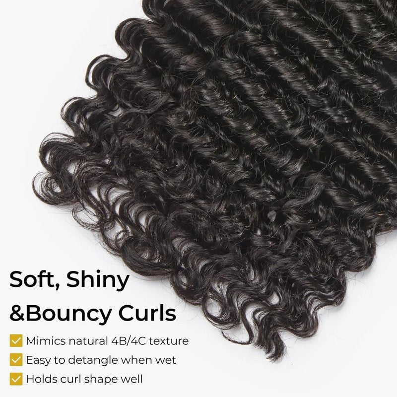 Wequeen 16A Deep Wave Water Wave Human Hair Bundles 100% Unprocessed Brazilian Virgin Hair Quick Weave Bundles Human Hair Extensions Real Human Hair,Deep Wave 14 Inch