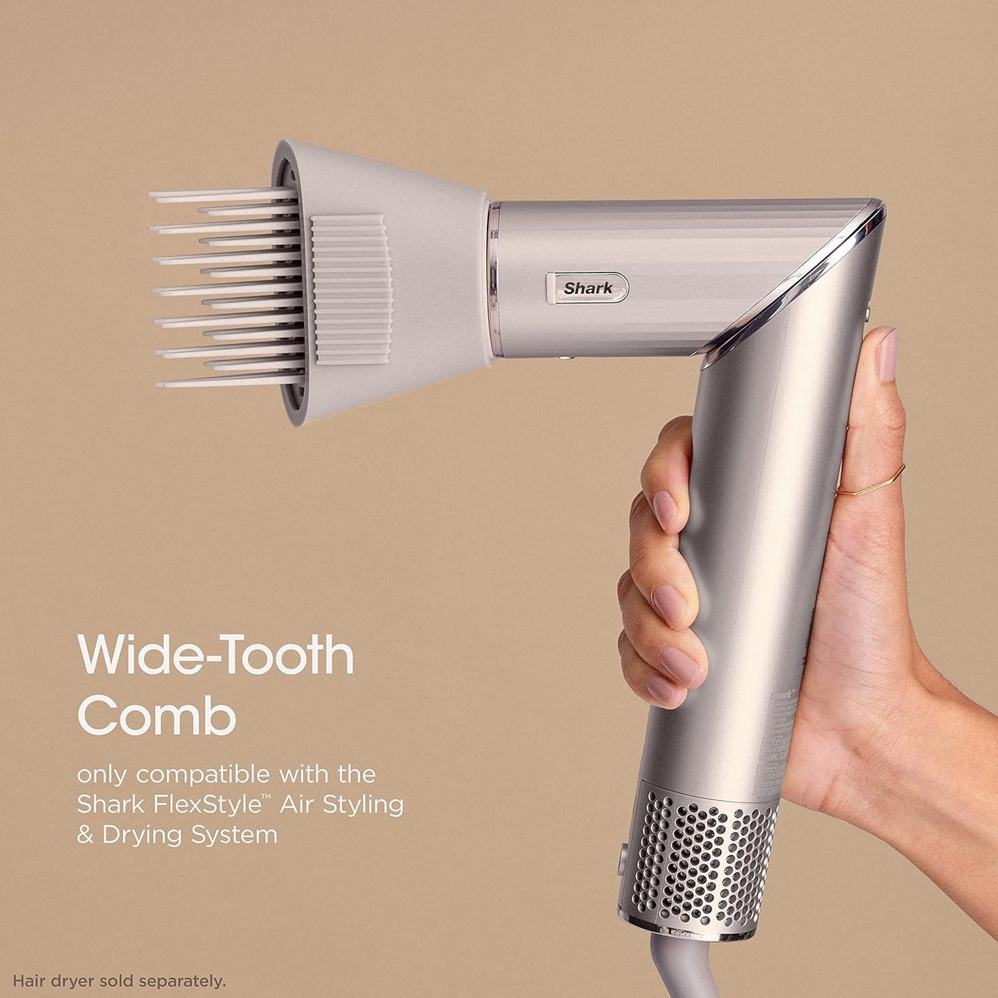 FlexStyle Wide Tooth Comb - Blow Dryer Attachment for Curly & Coily Hair | Stone Color
