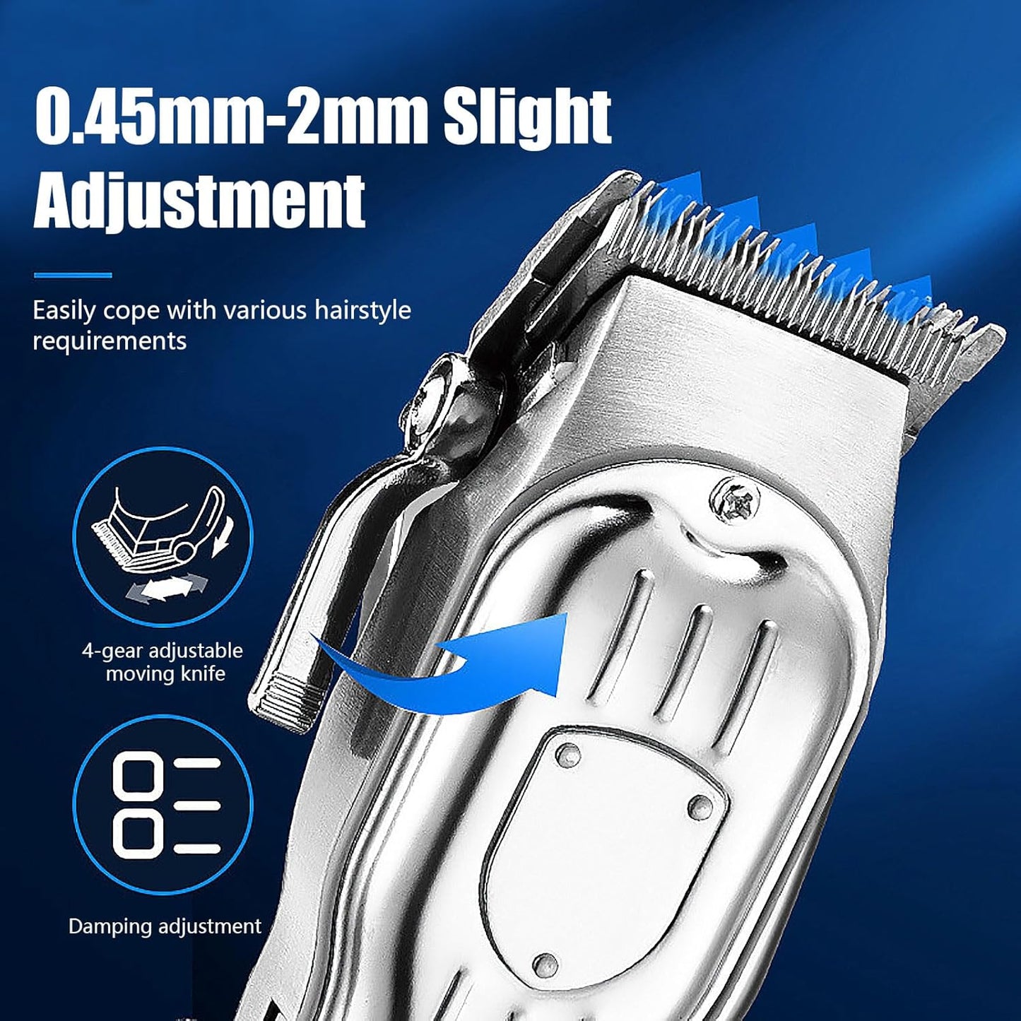 Professional Hair Clippers for Men - Cordless Hair Trimmer Kit with LCD Display | Rechargeable Silver Hair Cutting Set