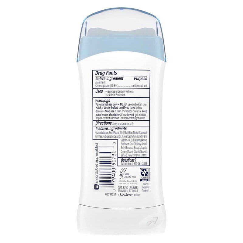 Dove Antiperspirant Deodorant Stick for Women - Original Clean, All-Day Odor Protection | 2.6 oz, Pack of 6