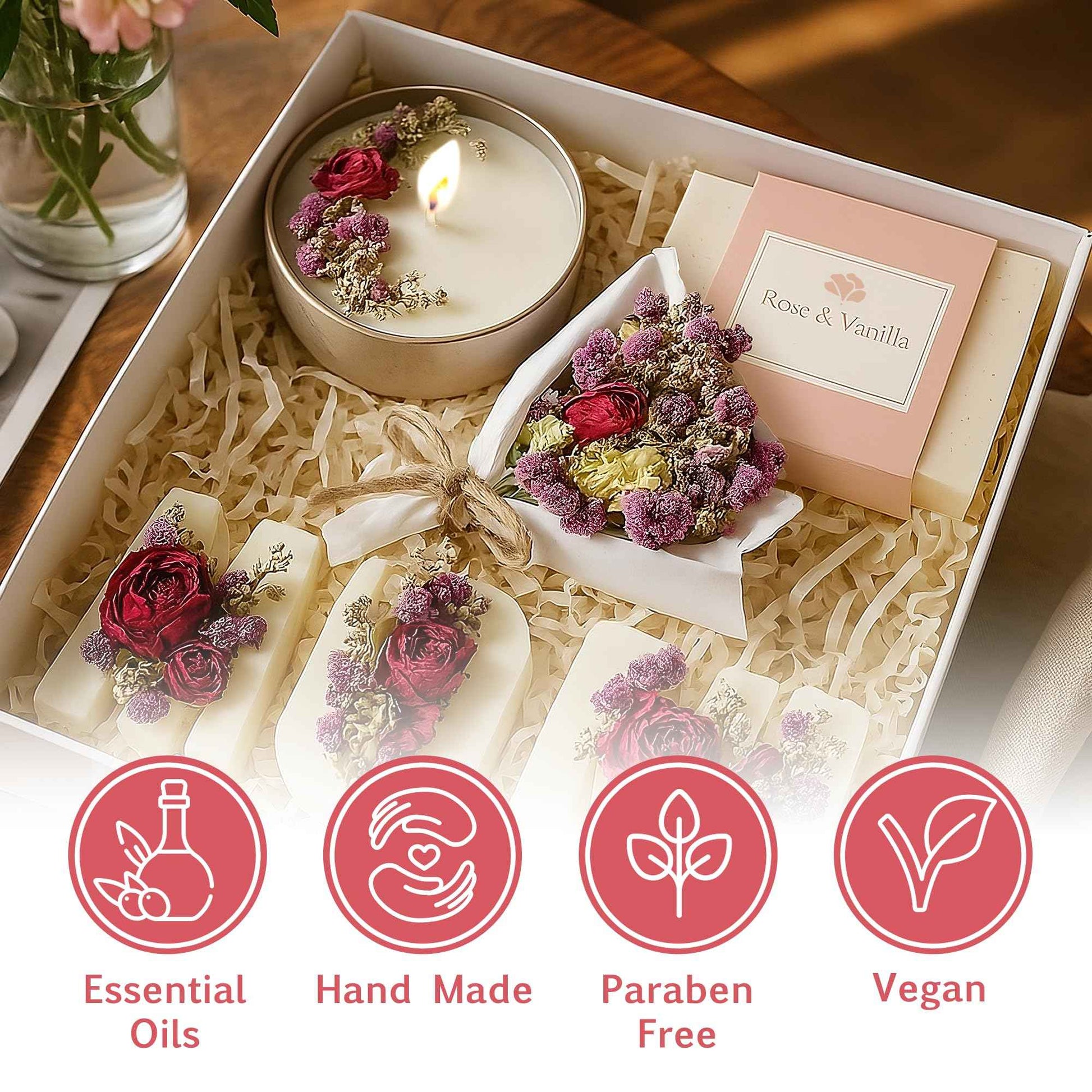 Gift Basket for Mom – Birthday & Christmas Small Spa Box – Relaxing Mom Gift Set with Candle, Soap & Wax Melts – Perfect Xmas, Holiday or Birthday Present