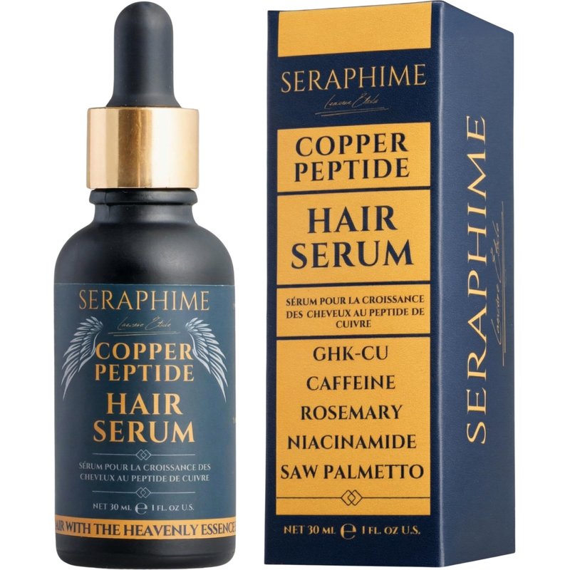 Seraphime Copper Peptide Serum for Hair Growth - Caffeine, Niacinamide, Rosemary Oil, Saw Palmetto Hair Density Serum, Topical Tripeptide Scalp Care for Hair Thinning, Women & Men 1 fl oz