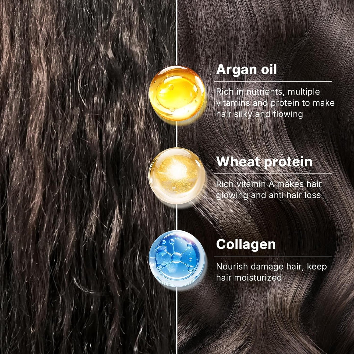 Karseell Collagen Hair Mask & Argan Oil Set - Deep Conditioning Treatment for Dry Hair | 16.9 fl oz + 1.69 fl oz