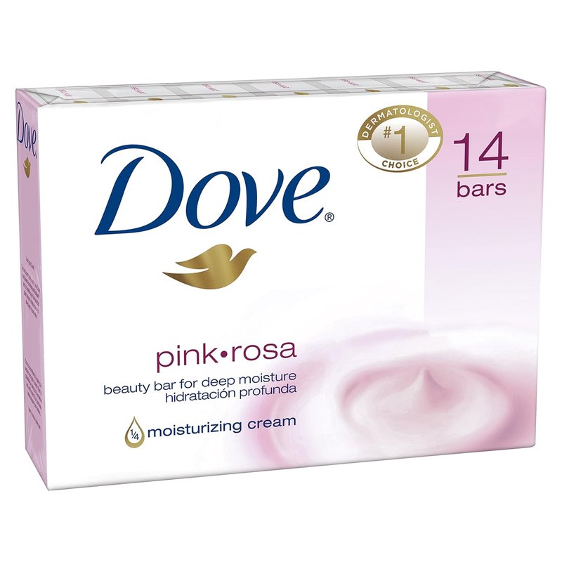Dove Beauty Bar - Pink Moisturizing Soap | 4 oz | Pack of 14 Bars