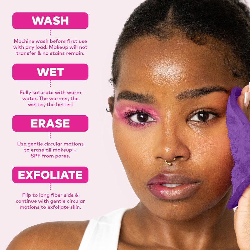 The Original MakeUp Eraser 7-Day Set, Erase All Makeup With Just Water, Including Waterproof Mascara, Eyeliner, Foundation, Lipstick, Sunscreen, and More! Queen Purple, 7ct.