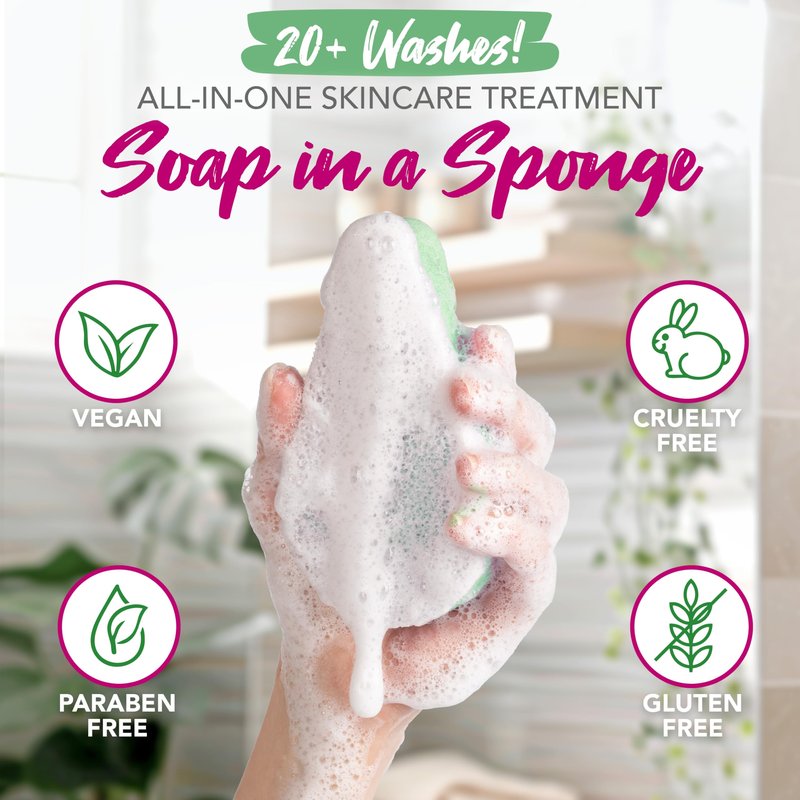 Spongeables Anti Cellulite Body Wash in a 20+ Wash Sponge, Fresh Aloe, 3 Count