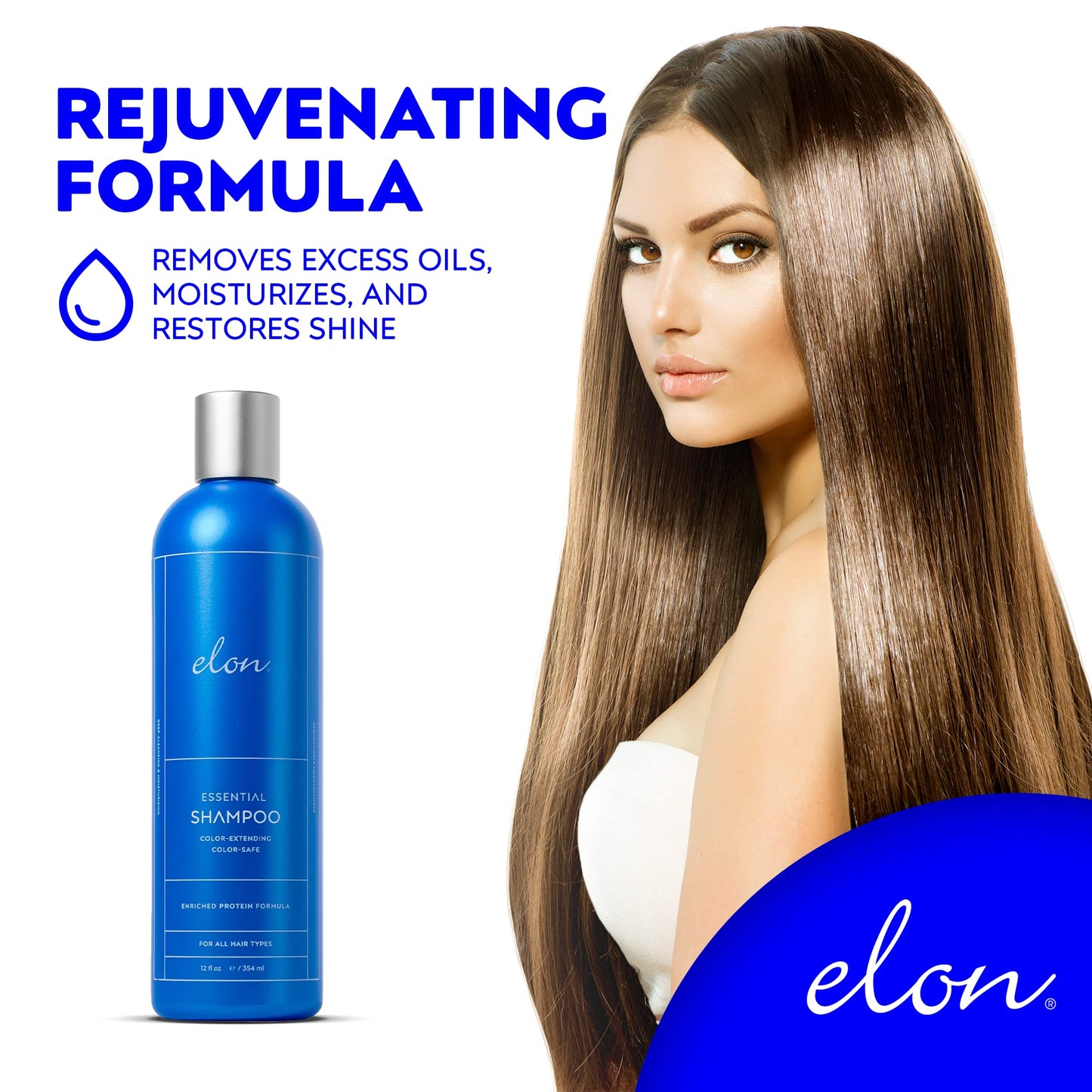 Elon Essential Shampoo for Damaged Hair — For Dry Hair, Color-Safe & Color-Extending Hair Repair & Hydrating Shampoo — Sulfate Free & Paraben Free (12 Fl Oz)