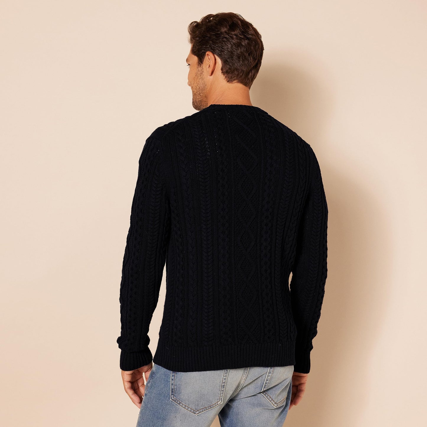 Amazon Essentials Mens Long-Sleeve 100% Cotton Fisherman Cable Crewneck Sweater