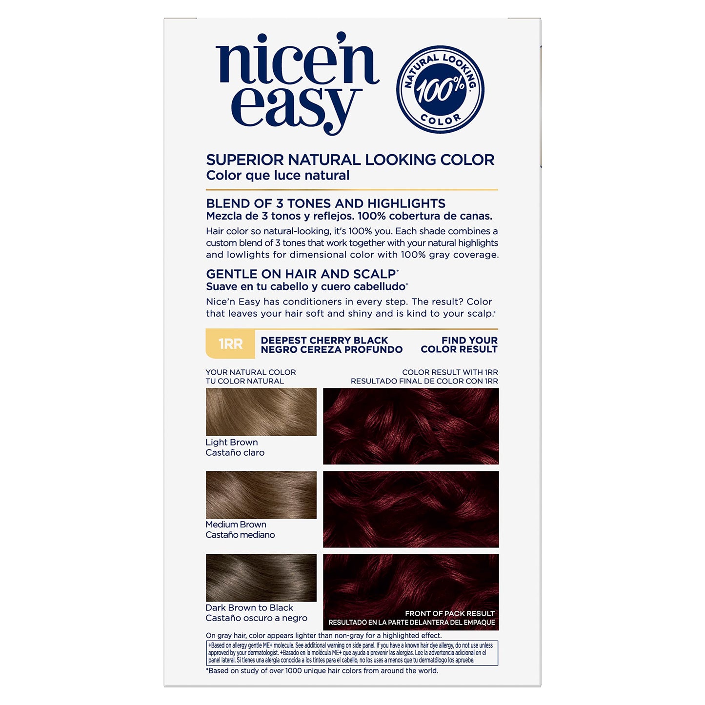 Clairol Nice'n Easy Permanent Hair Dye, Natural-Looking Black Hair Color with 100% Gray Coverage