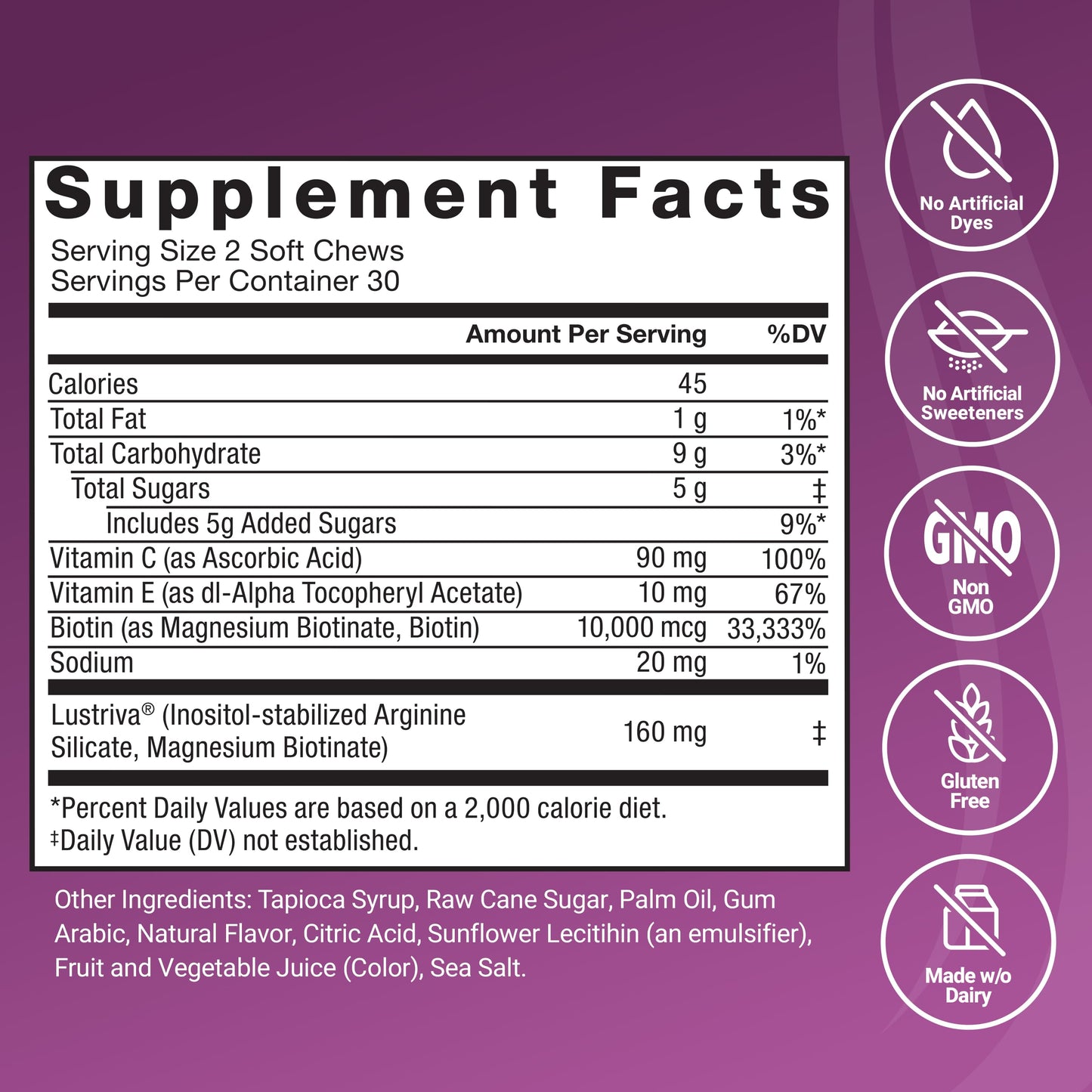 Force Factor Hair Growth Accelerator Soft Chews, Vitamins for Women and Men with Clinically Studied Lustriva and Biotin, Promotes Thicker, Fuller, Stronger Hair, Mixed Berry, 60 Soft Chews (Pack of 3)