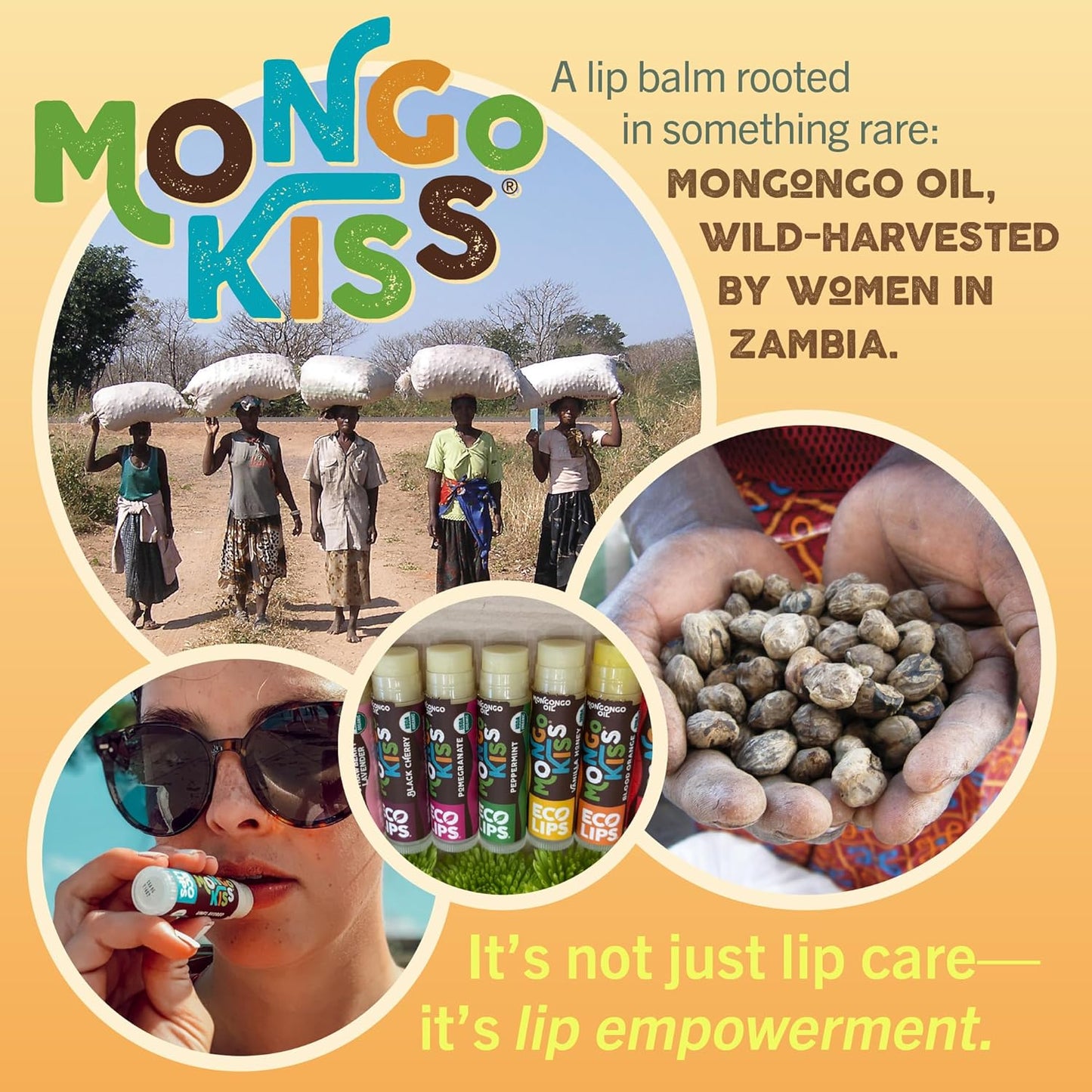 Eco Lips Mongo Kiss Organic Lip Balm 7-Pack | Nourishing Flavors: Blood Orange, Black Cherry & More