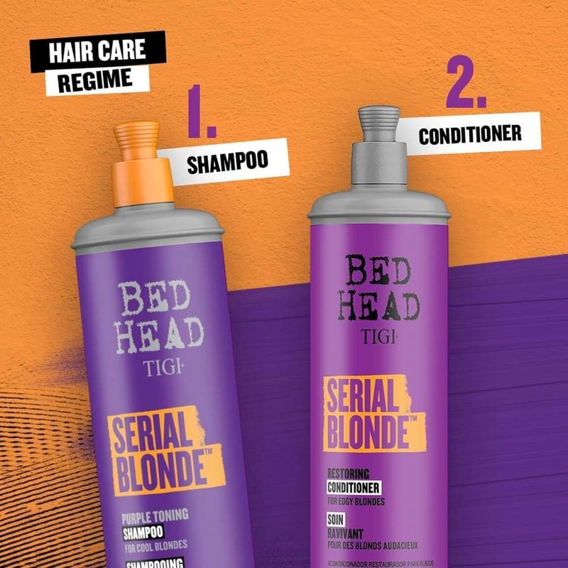 Bed Head by TIGI Purple Toning Shampoo - Neutralizes Brass Tones for Cool Blondes | Sulfate-Free, 13.53 fl oz