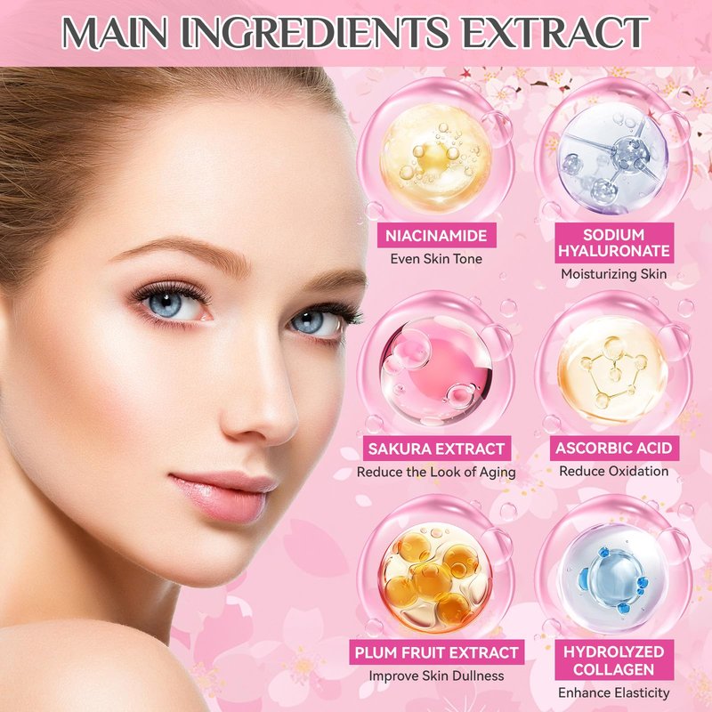 29Pcs Sakura Skincare Set, Skincare for Girls 10-12, Complete Skincare Routine for Clean, Soft and Hydrated Skin, Perfect Easter Basket Stuffers for Teen Girls