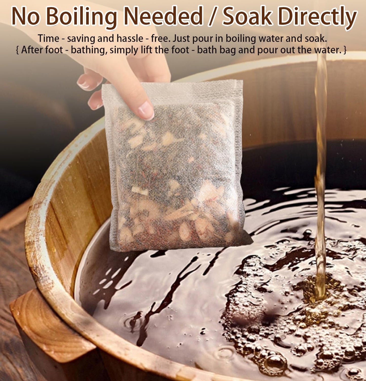 30 Bags Herbal Foot Soak,Foot Bath Herb,Foot Spa Bath Soak Foot Detox Soak to Remove Toxins,Relieve Fatigue & Dispel Cold and Remove Dampness 艾草排湿排寒泡脚包 900g(30 bags*30g) (Green, 30.5x40.5CM)