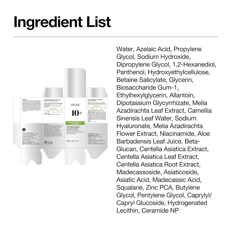 Anua Azelaic Acid Serum - Soothing Hydrating Facial Serum for Blemish-Prone Skin | 1.01 fl oz