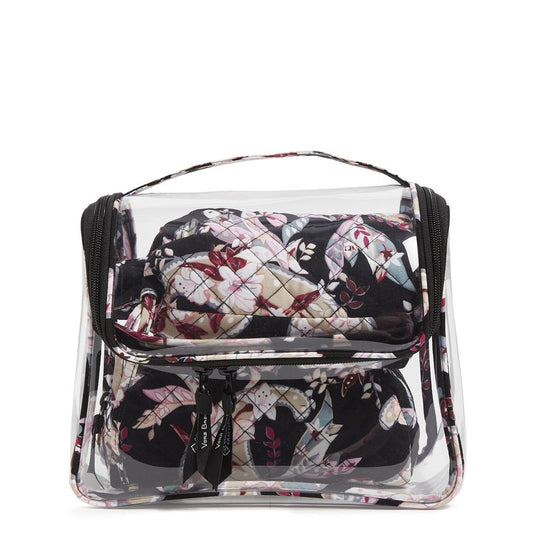 Vera Bradley Women's 3 Piece Cosmetic Makeup Organizer Bag Set, Perennials Noir, One Size