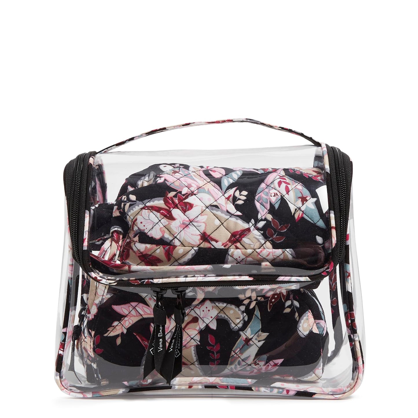 Vera Bradley Women's 3 Piece Cosmetic Makeup Organizer Bag Set, Perennials Noir, One Size