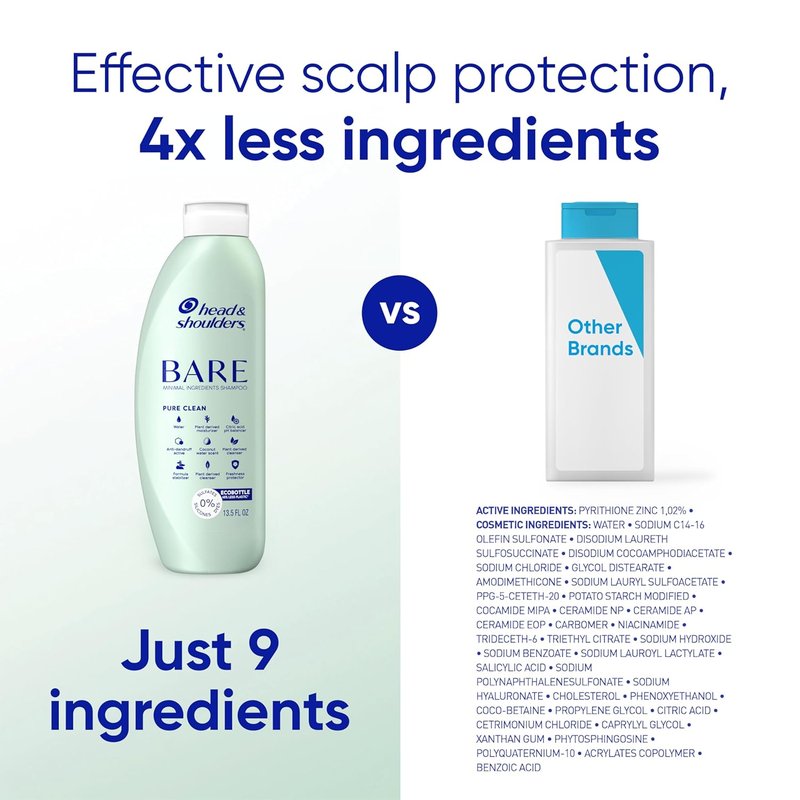 Head & Shoulders Anti-Dandruff Shampoo - Bare Soothing Hydration, 1% Pyrithione Zinc, Sulfate-Free, 13.5 fl oz