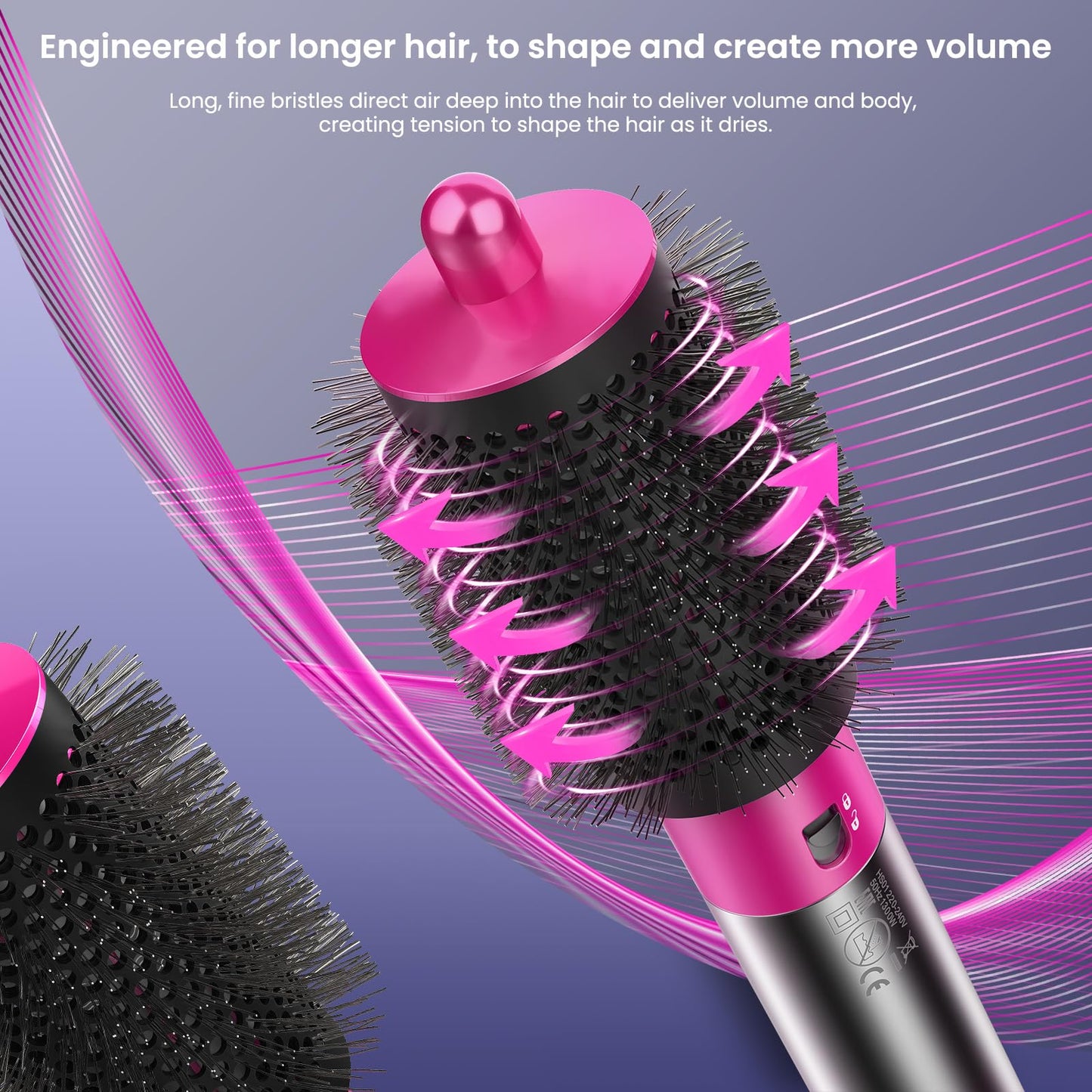 AIRUISH Upgraded Diffuser & Large Round Volumizing Brush for Dyson Airwrap, Attachment for Airwrap HS05 HS01, Fuchias