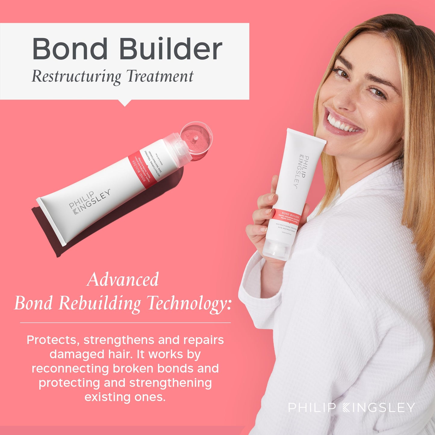 PHILIP KINGSLEY | Bond Builder Restructuring Treatment Hair Repair Mask | Treatment for Damaged, Bleached, Colored Hair | Breakage and Split Ends Treatment | 1.35oz