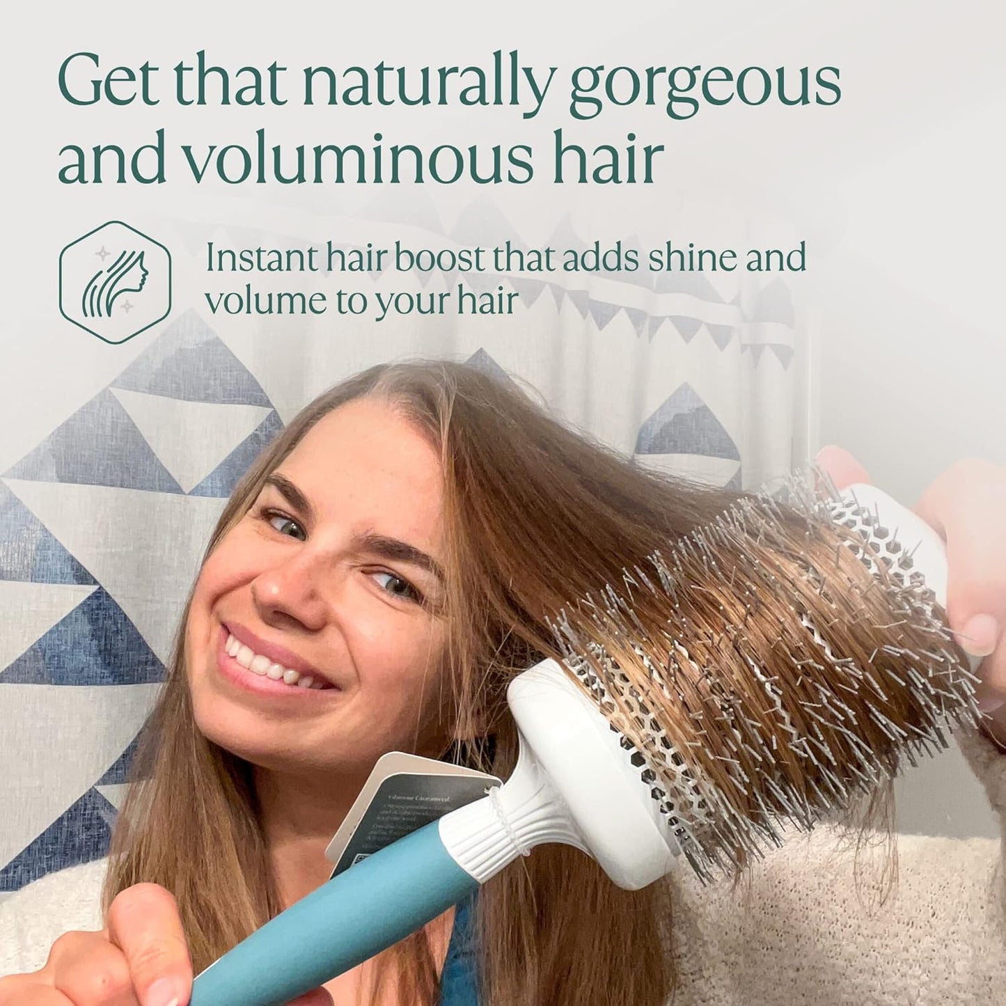 Round Brush for Blow Drying - Extra Large Ceramic Ion Thermal Barrel for Maximum Volume | Lightweight Hair Brush (Bristle 3.4 in, Barrel 2.5 in)