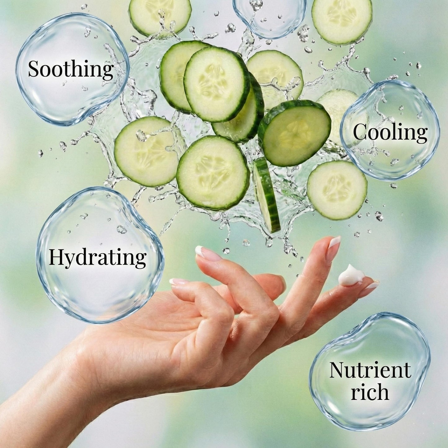 YUNASENCE QLUMIERE Bio-Restorative Soothing Cucumber Cream w/Amino Acids, Hyaluronic Acid, Enzymes, Caviar. Hydrating, Protecting.
