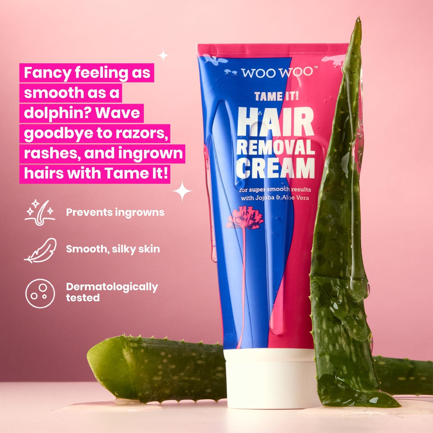 Tame It! Hair Removal Cream 100ml, Jojoba Aloe Vera - Saddle Sore! Soothing Moisturising Balm 50ml, Chamomile Rosehip Oil