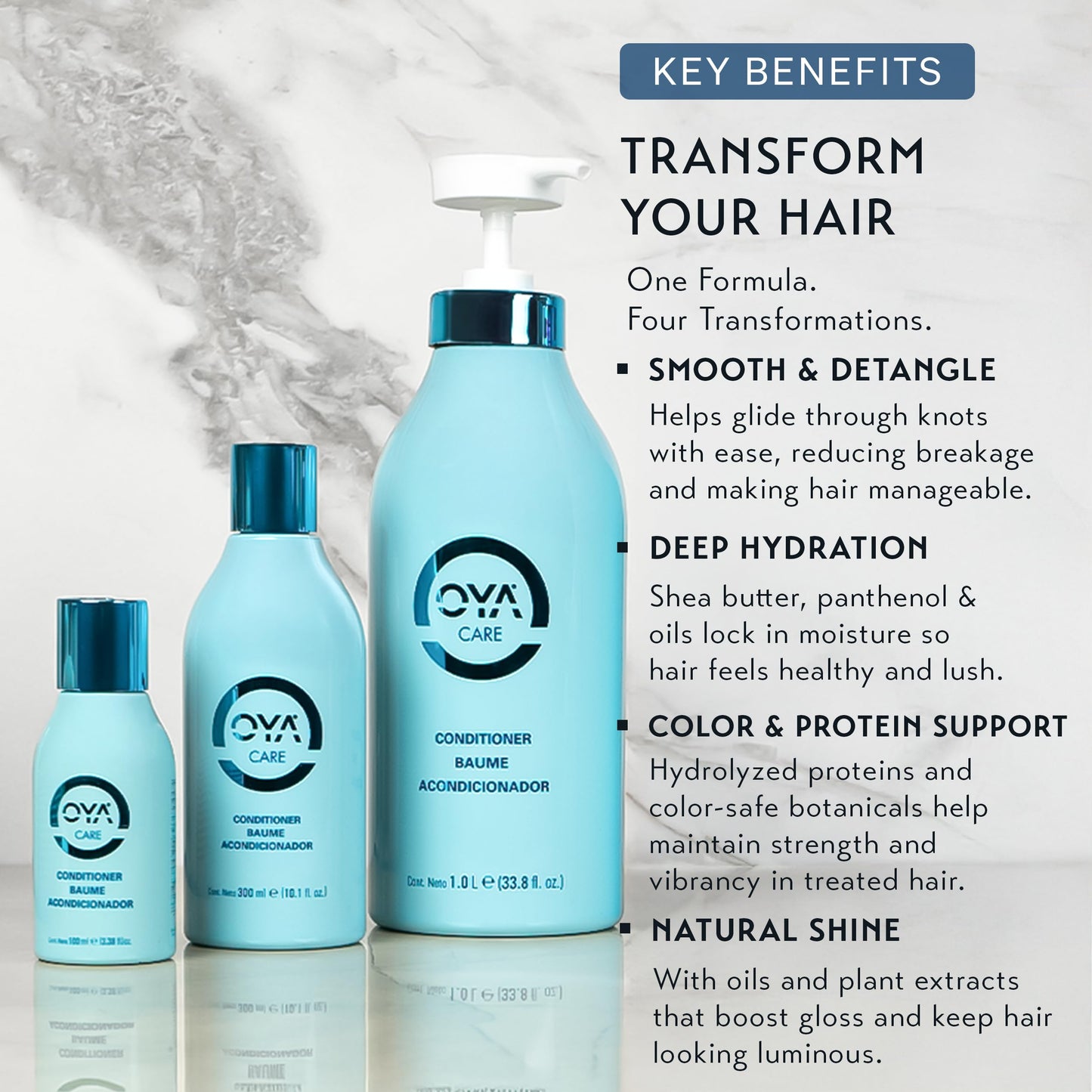 OYA Care Conditioner for Color-Treated Hair – Hydrating & Moisturizing Conditioner for Women & Men – Reduces Frizz, Strengthens Dry & Damaged Hair – For Fine, Thin, Wavy & Frizzy – 300 ml / 10.1 fl oz