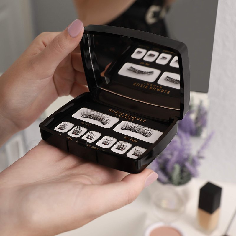 Suzie Bumble Magnetic Eyelashes with Applicator Tweezers; Reusable Magnetic Lashes Eyelash Extension Kit - Pestañas Postizas Magneticas - Comes with Beautiful Mirror Travel Case