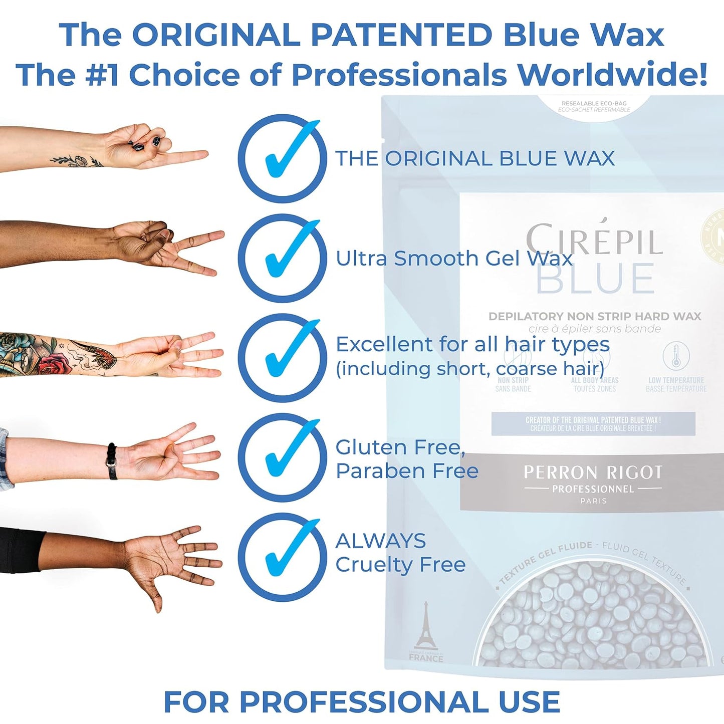 Cirepil Hard Wax Beads - Unscented Blue Wax for Face & Body | 800g - Ideal for Sensitive Skin & Brazilian Waxing