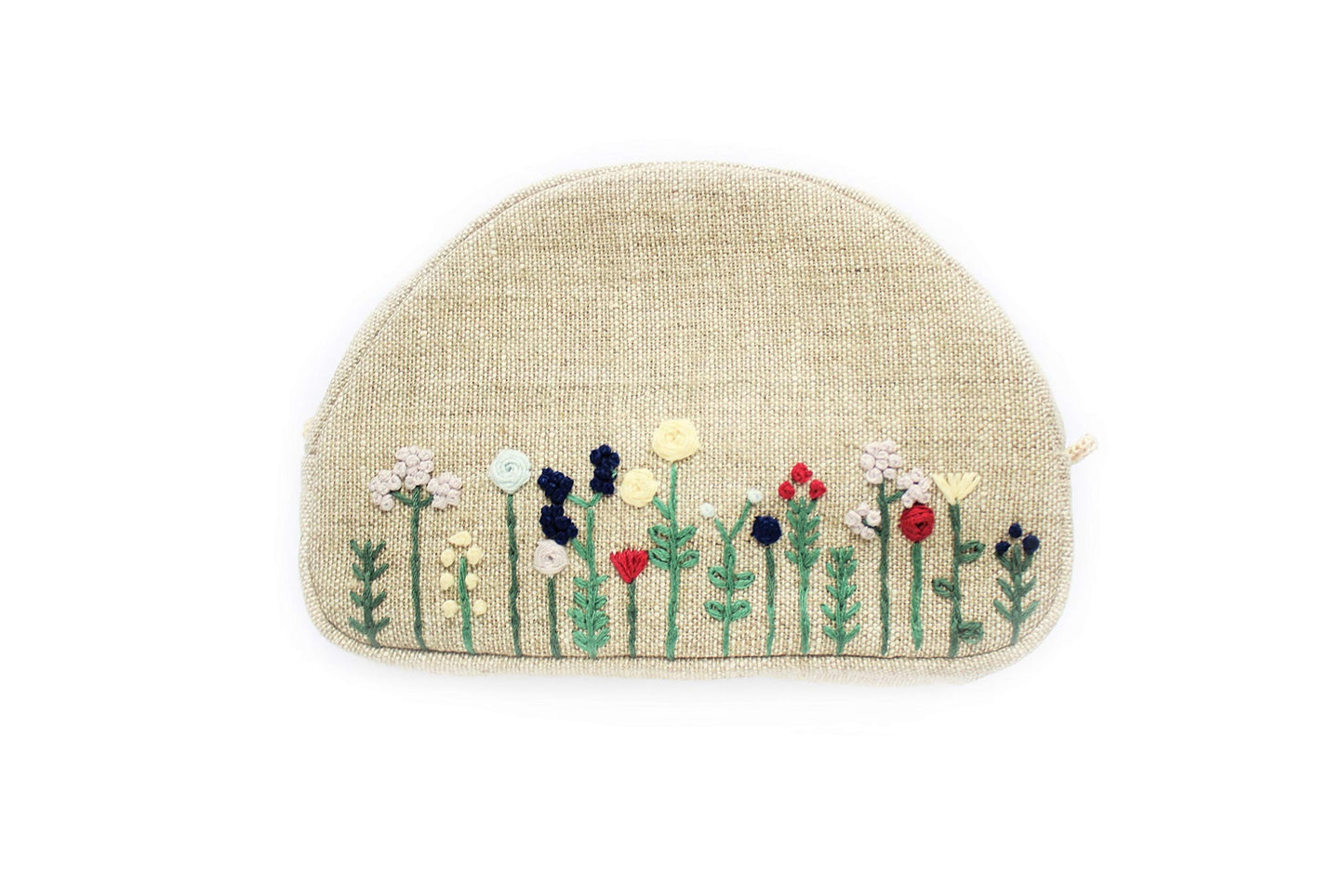Small embroidered cosmetic bag Flowers embroidery makeup bag for women Floral makeup zipper pouch for bridesmaids